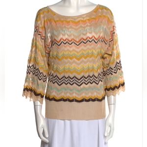 MISSONI Printed Bateau Neckline Sweater Blouse SZ 10